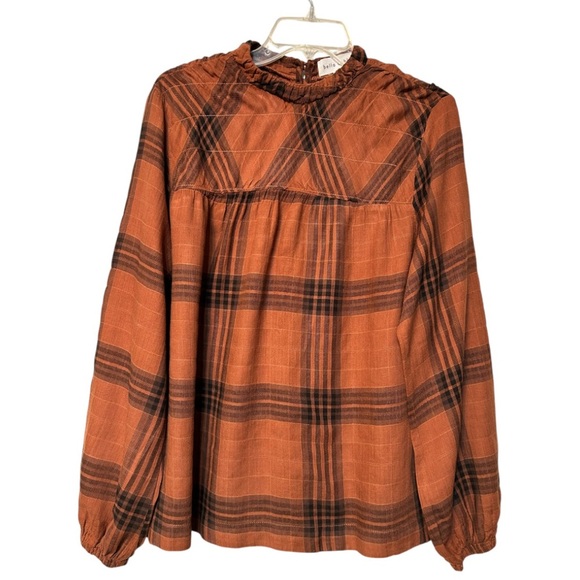 Revolve Bella Dahl cotton blend plaid mock neck top - Picture 10 of 13